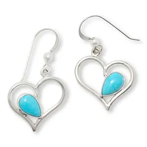 Mine Finds by Jay King Royal Blue Turquoise Sterling Silver Heart Drop Earrings