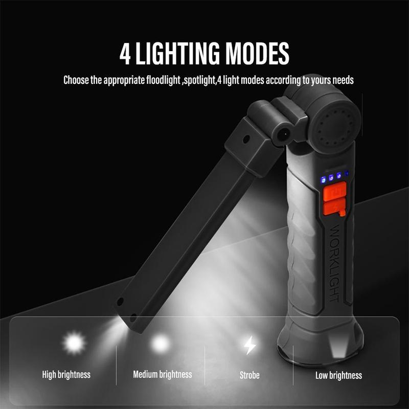 Rechargeable Work Lights, LED Work Light with Magnetic Base & Hanging Hook, 360°Rotate, Tool Gifts for Men