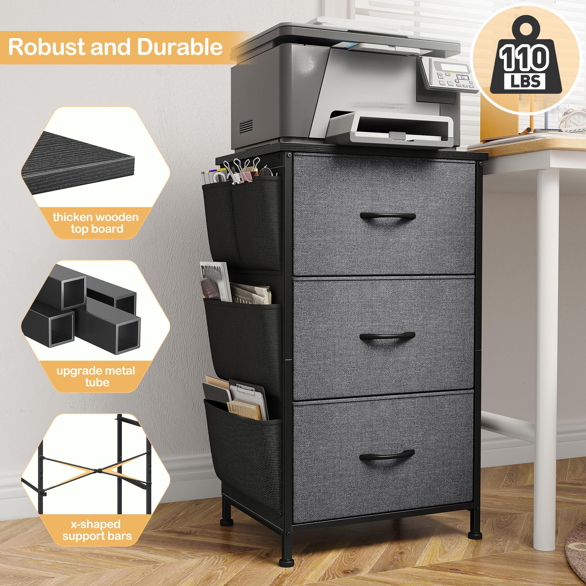 Homkdom Nightstand Sets of 1/2 With 3 Drawers,25.6 Inch Bedside Table with Side pocket & Wooden Top, Small Dresser for bedroom,Living Room,Entryway