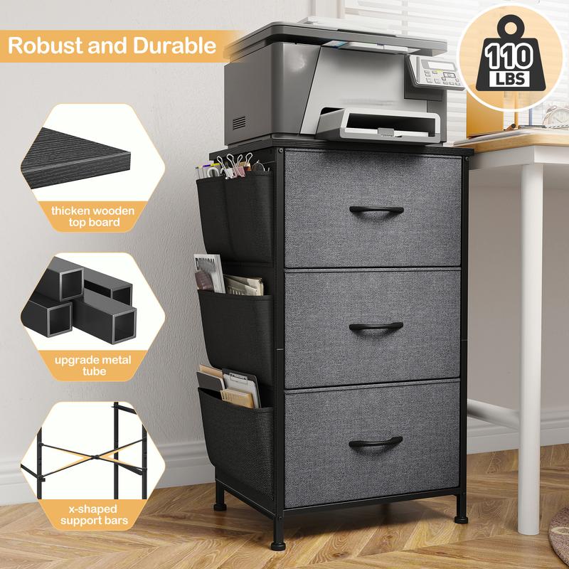 Homkdom Nightstand Sets of 1/2 With 3 Drawers,25.6 Inch Bedside Table with Side pocket & Wooden Top, Small Dresser for bedroom,Living Room,Entryway Homkdom Nightstand Sets of 1/2 With 3 Drawers,25.6 Inch Bedside Table with Side pocket & Wooden Top, Small Dresser for bedroom,Living Room,Entryway