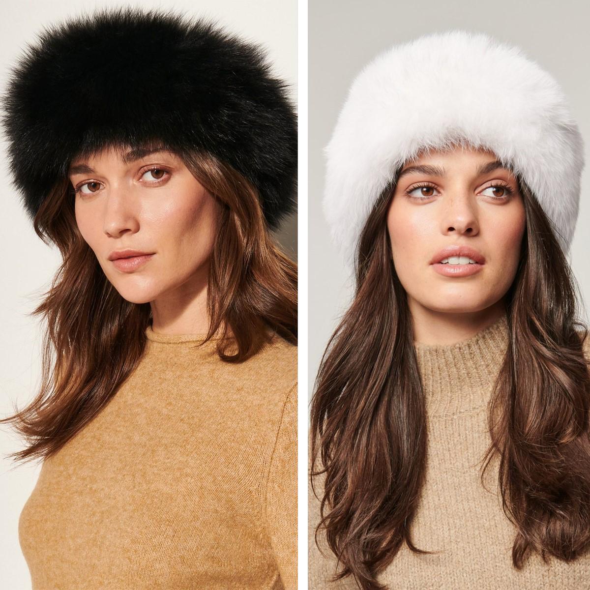 AWAYTR Womens Faux Fur Headbands with Elastic Band Winter Earwarmer Earmuff for Cold Weather Furry Costume