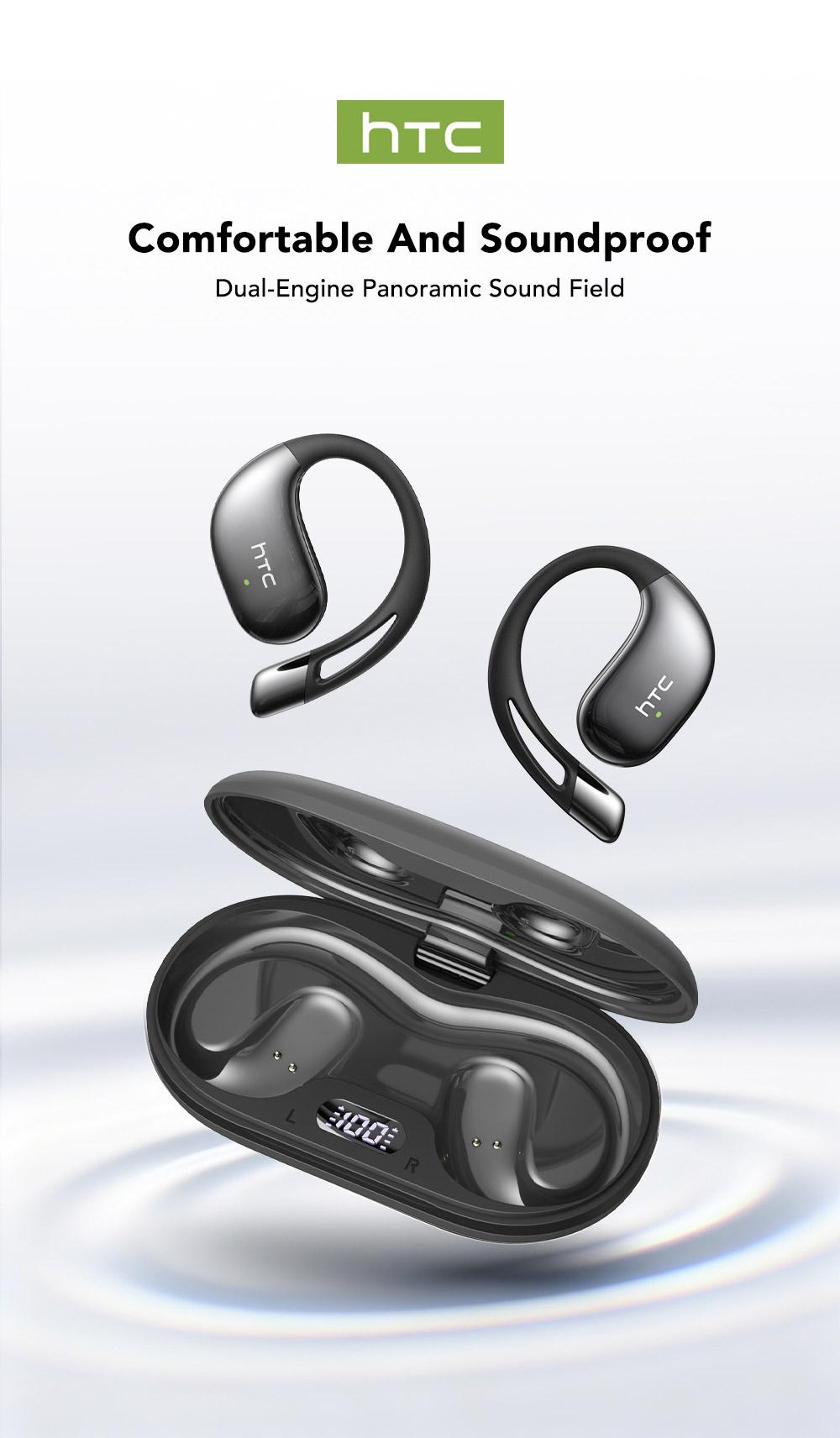 HTC NE57 Wireless OWS Earbuds Bluetooth 6.0, IPX5 Waterproof Earphones, Suitable for Office, Sports, Study and Audio Calls Built in Microphone Gaming Bluetooth Headphones