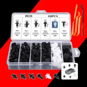 Universal Auto Clip Set HE26 100PCS Easy Install Quickly Fix Loose Panels Car Interior Fasteners Kit
