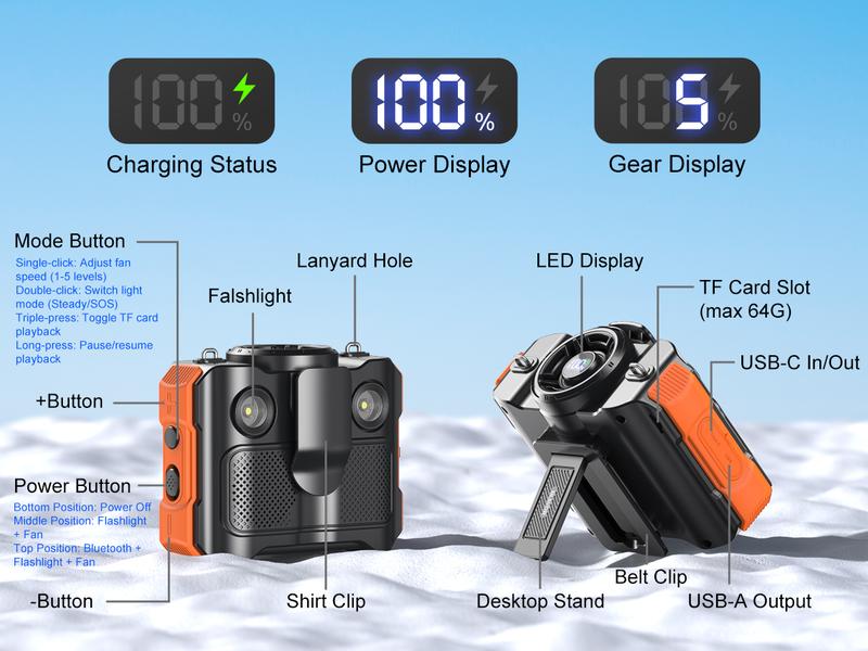 BLAVOR Bluetooth Waist Speaker, Bluetooth Speaker with HD Sound With Portable Fan , 16000RPM Strong Airflow Fan with up to 40H of Working Time, Personal Cool Clip Fans Under Shirt Belt for Outdoor, Work, Camping BLAVOR Bluetooth Waist Speaker, Bluetooth Speaker with HD Sound With Portable Fan , 16000RPM Strong Airflow Fan with up to 40H of Working Time, Personal Cool Clip Fans Under Shirt Belt for Outdoor, Work, Camping