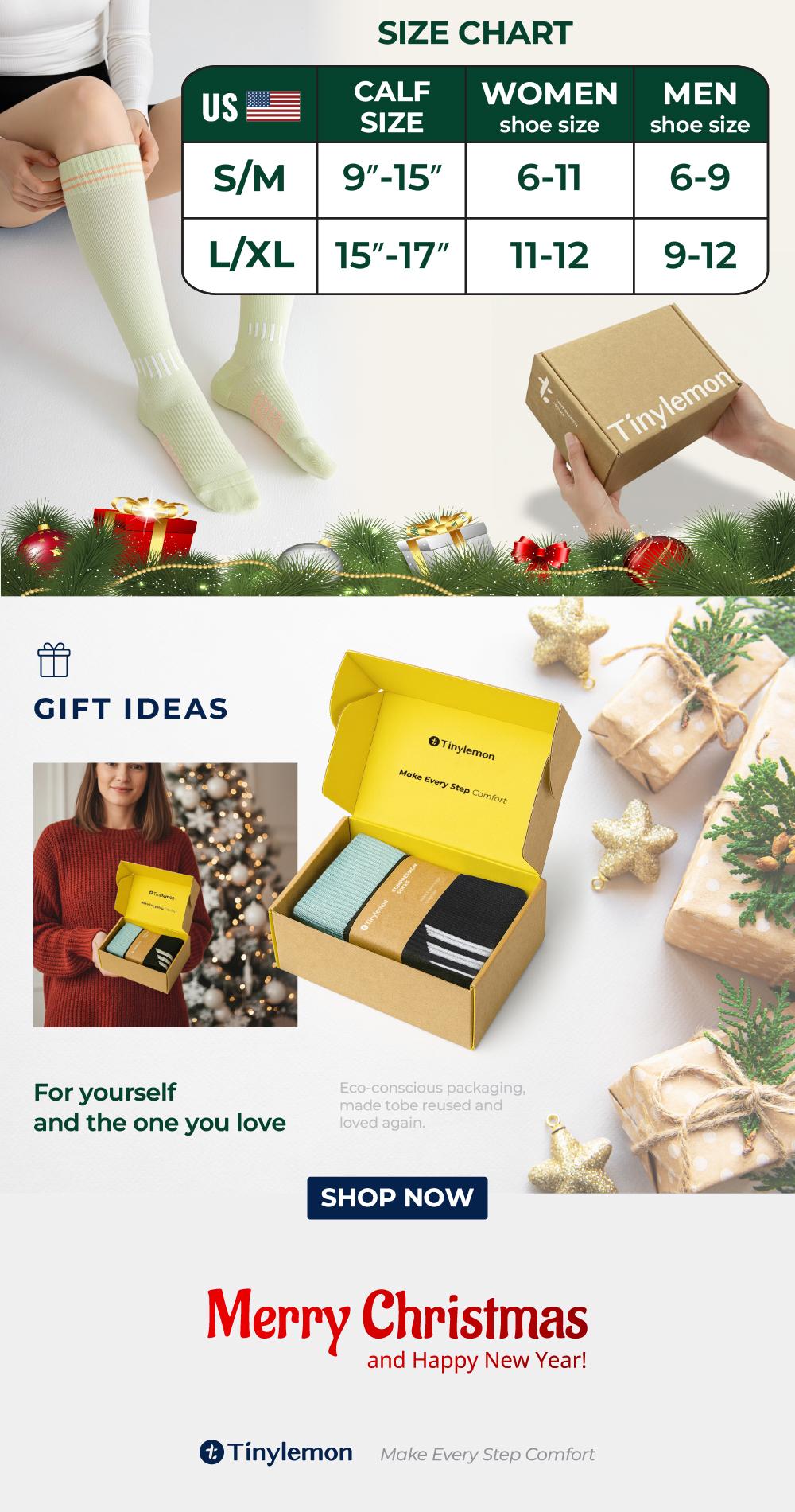 Tinylemon 2 Pairs Cotton Compression Socks for Women & Men Knee High Support for Nurses, Travel, Pregnant Tinylemon 2 Pairs Cotton Compression Socks for Women & Men Knee High Support for Nurses, Travel, Pregnant