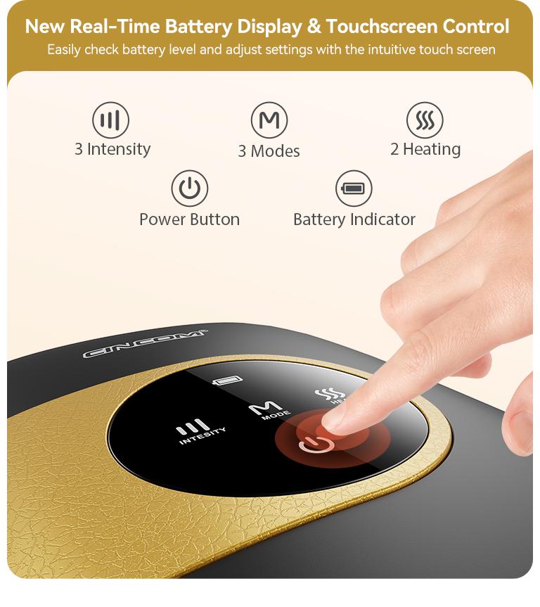 Big Promotion CINCOM Brand New Hand Massager, Cordless Finger Massager with Heat and Vibration, Adjustable Intensity and Temperature, with Clear Visible LED Screen, Rechargeable, Comfort, Great as a Gift for Friends or Family, Comfort