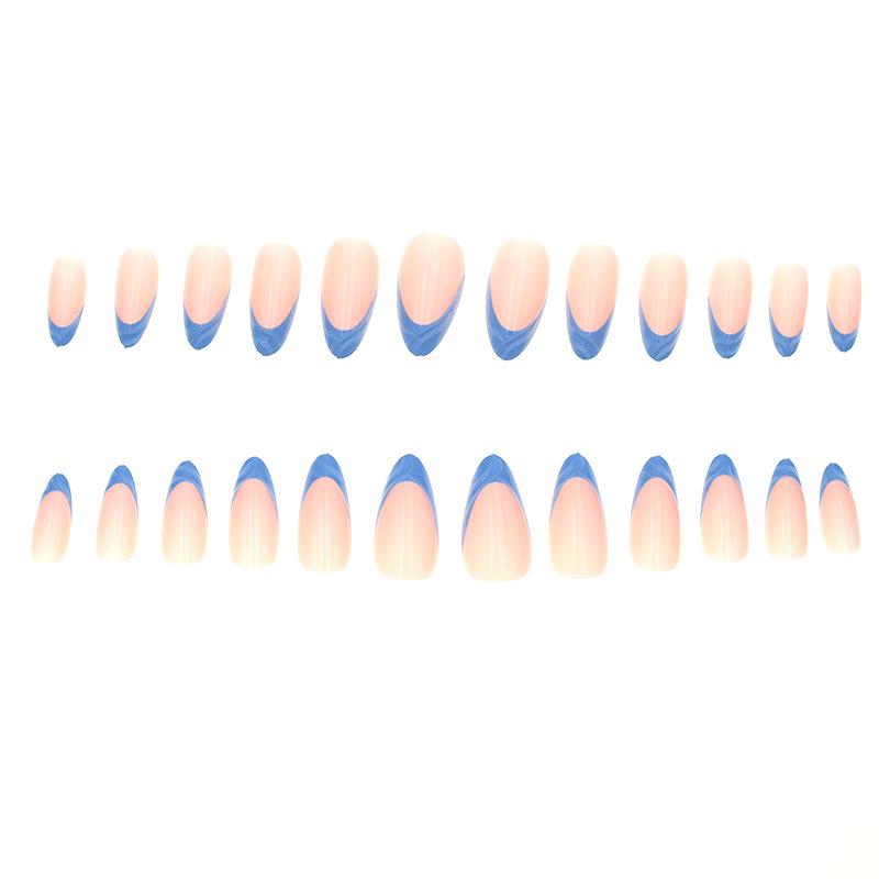 Valentine's Day Limited Pastel Pink Blue Press On Nails |  French Tip 24Pcs W/ Free Jelly Glue & File Luxury Stiletto Reusable