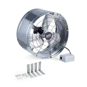 【FathersDayGift】VEVOR Gable Mount Fan, 15 Inch Attic Exhaust Fan with Adjustable Thermostat & Outer Mesh, 1300 CFM House Ventilator Cools Up to 1850 Sq.Ft, Quiet Ventilation for Roof, Garage & Shop, Galvanized Color
