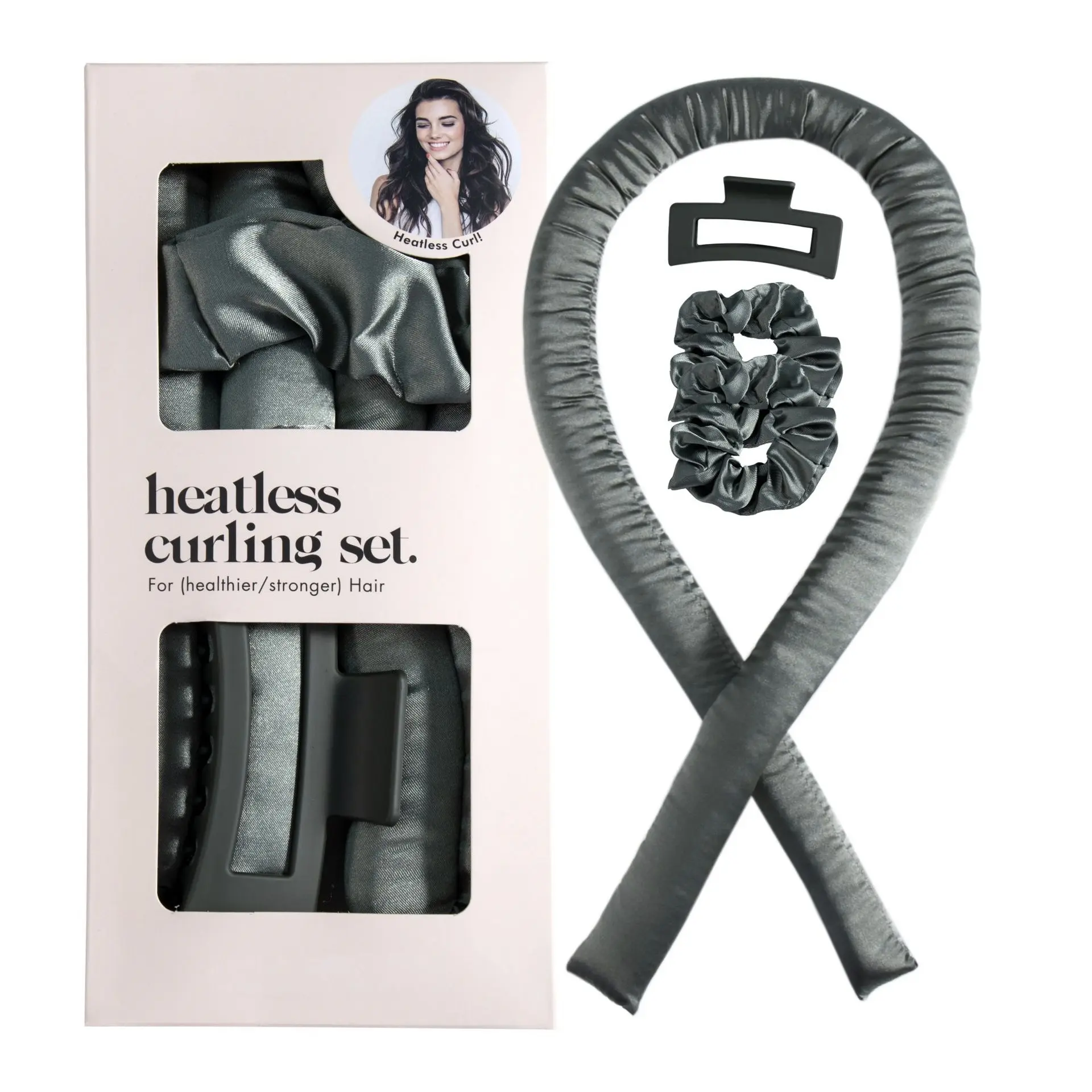 Overnight Heatless Curing Ribbon | Silk Sleep-Friendly HairRoller for Natural Waves | No Damage Bedtime Styling Setwith Secure Clips