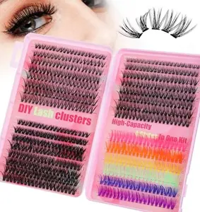 600 Pcs Color Lash Clusters, Colorful Lash Clusters Fluffy with D-Curl Volume, DIY Colorful Lashes Cluster for Home Salon & Party
