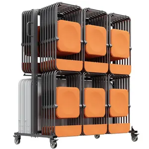 VEVOR Folding Chair Rack,  , 800 LBS Capacity, Heavy-duty Chair Cart for 84 Chairs/ 12 Tables+42 Chairs, Dual-layer Chair Storage Dolly with Rubber Wheels and Holders, Large Chair Holder, Matte Black