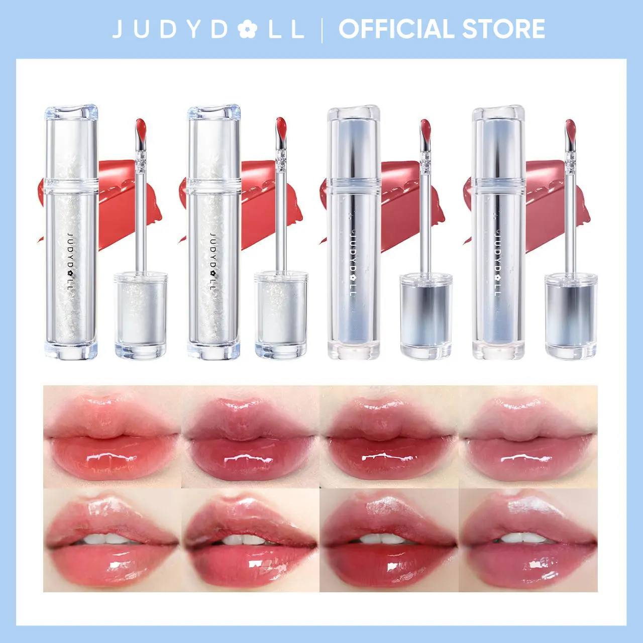 JUDYDOLL Multi-Piece Ice Watery Lip Gloss, Blur, Waterproof Long-Lasting Moisturizing Liquid Lipstick, Mirror Lip Glaze, Plumping Gloss, Not Easy To Fade, Tinted Lipstick, Diverse Shades, Makeup, Cosmetic, Refresh Look, Summerwins