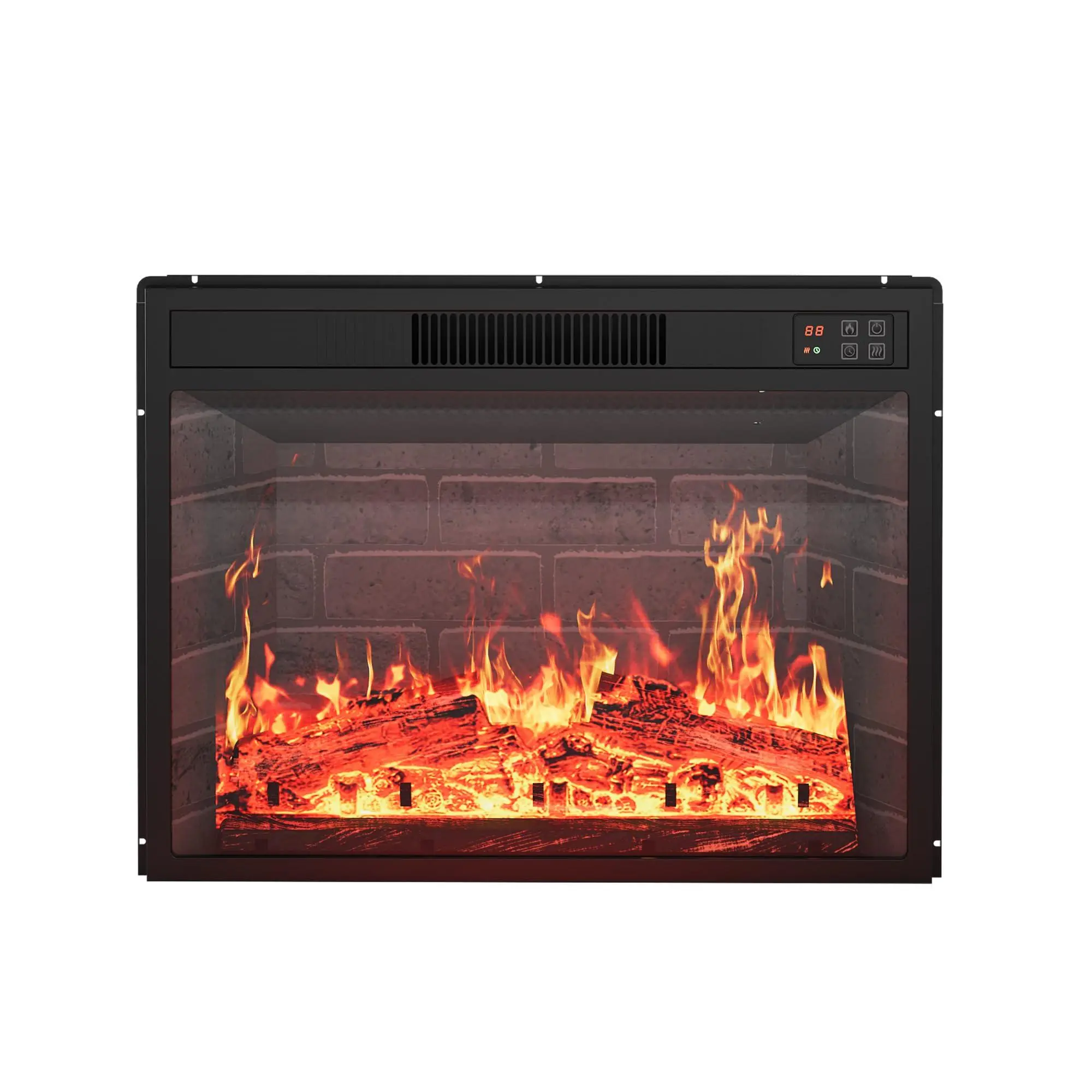 23" Ultra-Thin Linear Electric Fireplace - Wall Mounted/Recessed Indoor Furniture, 4.2" Depth, 750W-1500W Powerful Adjustable Heating, 12 Flame Colors, Log & Crystal Options, Remote Control, Timer, Convenient Controls, Silent, Modern Design