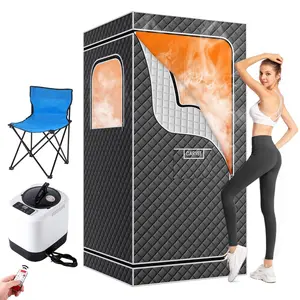 Portable Steam Sauna Tent with 600D Oxford Cloth, 4L 1500W Steamer, 99 Mins Timer, Foldable for Home Spa, Aluminum Foil Lining, Vertical Half-View Window