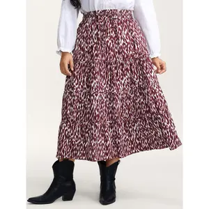 【Minimalist】BLOOMCHIC Plus Size Colorful Leopard Print Drawstring Maxi Skirt [M-6X] 2026 Summer Vibes Swimweek