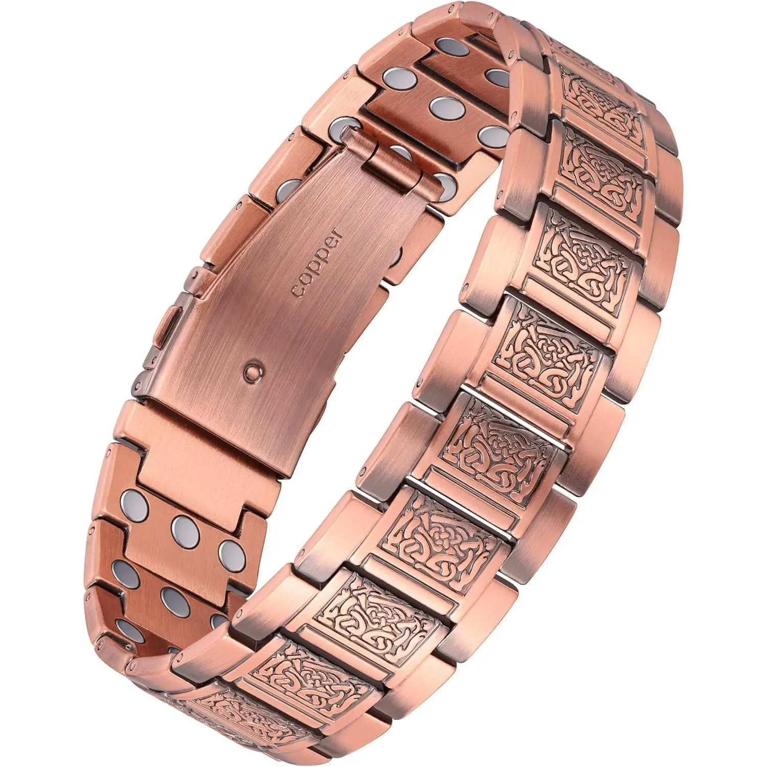 Feraco Men's Celtic Knot High-Purity Copper Bracelet, Geometric Energy Magnet Jewelry with 3800 Gauss Magnets, Adjustable Anniversary Birthday Gift, Energy Magnet Bracelet, Copper Metal Bracelet
