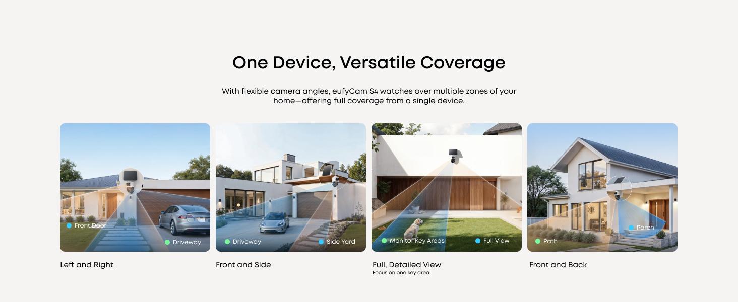 eufy Security eufyCam S4(2-Cam Kit with Homebase S380), Solar Security Camera Wireless Outdoor, Triple Lens Bullet-PTZ Cam, 4K UHD, 360° Pan and Tilt, Auto Track, 8× Hybrid Zoom, Color Night Vision, HomeBase S380 Compatible eufy Security eufyCam S4(2-Cam Kit with Homebase S380), Solar Security Camera Wireless Outdoor, Triple Lens Bullet-PTZ Cam, 4K UHD, 360° Pan and Tilt, Auto Track, 8× Hybrid Zoom, Color Night Vision, HomeBase S380 Compatible