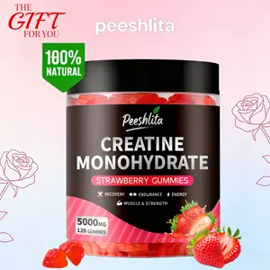 Peeshlita CORE Creatine Monohydrate Gummies | Valentines Day Fitness Gift for Men & Women | 120 Count Strawberry Flavor | Muscle Support & Strength Supplement for Fitness & Sports