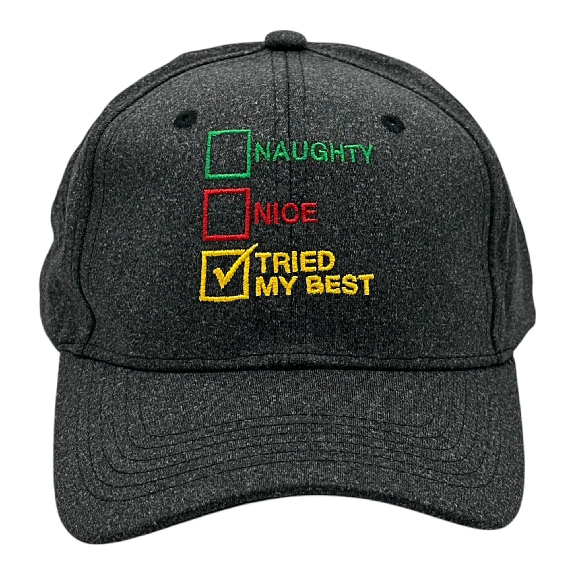 Naughty List Nice List Tried My Best Hat Funny Sarcastic Christmas Graphic Novelty Cap Funny Hats Christmas  Funny Sarcastic  Novelty Caps for Men Black - Standard