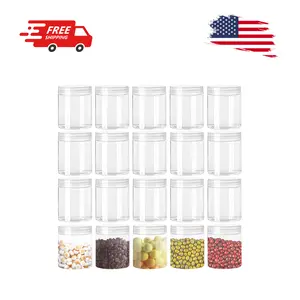 20 Pack 4oz Clear Plastic Jars with Lids, 115ml Wide-Mouth Refillable Storage Containers