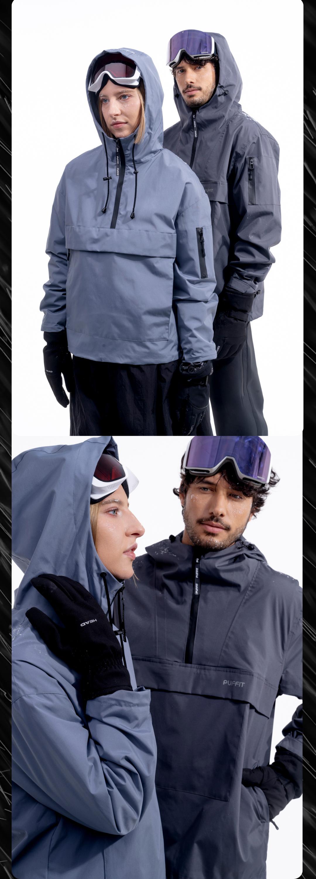 【Restocked】PUFFIT STM-TEX Waterproof Oversized Fall Hoodie Coat Warm Half Zip Rain Jacket With Adjustable Waist,Hood & Cuffs,Large Kangaroo Pocket,Shell Jacket,Ski Jacket,Spring Jacket,SpringStatem,Windbreaker,Dog Walking,School Running,Football Mum