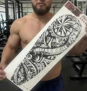 Large-sized full arm temporary tattoo stickers, suitable for both men and women, realistic arm, chest, and shoulder tattoo designs, waterproof.