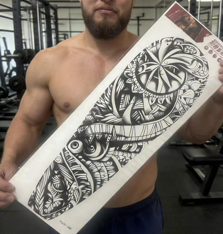 Large-sized full arm temporary tattoo stickers, suitable for both men and women, realistic arm, chest, and shoulder tattoo designs, waterproof.