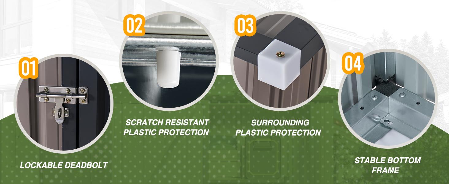 Aoxun 5x3FT Outdoor Storage Shed Metal Garden Tool Shed with Sloping Roof & Lockable Door Brown 5'x3' for Secure Storage