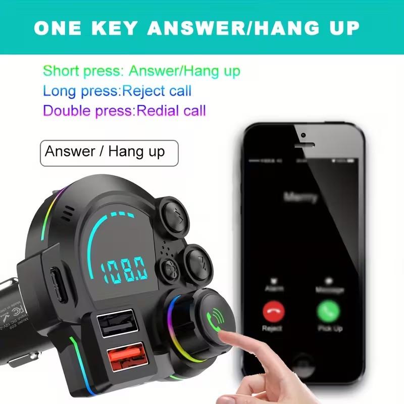 Bluetooth 5.3 FM Transmitter for car, car Bluetooth Adapter QC3.0 & PD20W, MP3 Music Player Supports TF Card & USB Disk, Wireless Radio Receiver Hands-Free Calling LED Display, black Bluetooth 5.3 FM Transmitter for car, car Bluetooth Adapter QC3.0 & PD20W, MP3 Music Player Supports TF Card & USB Disk, Wireless Radio Receiver Hands-Free Calling LED Display, black
