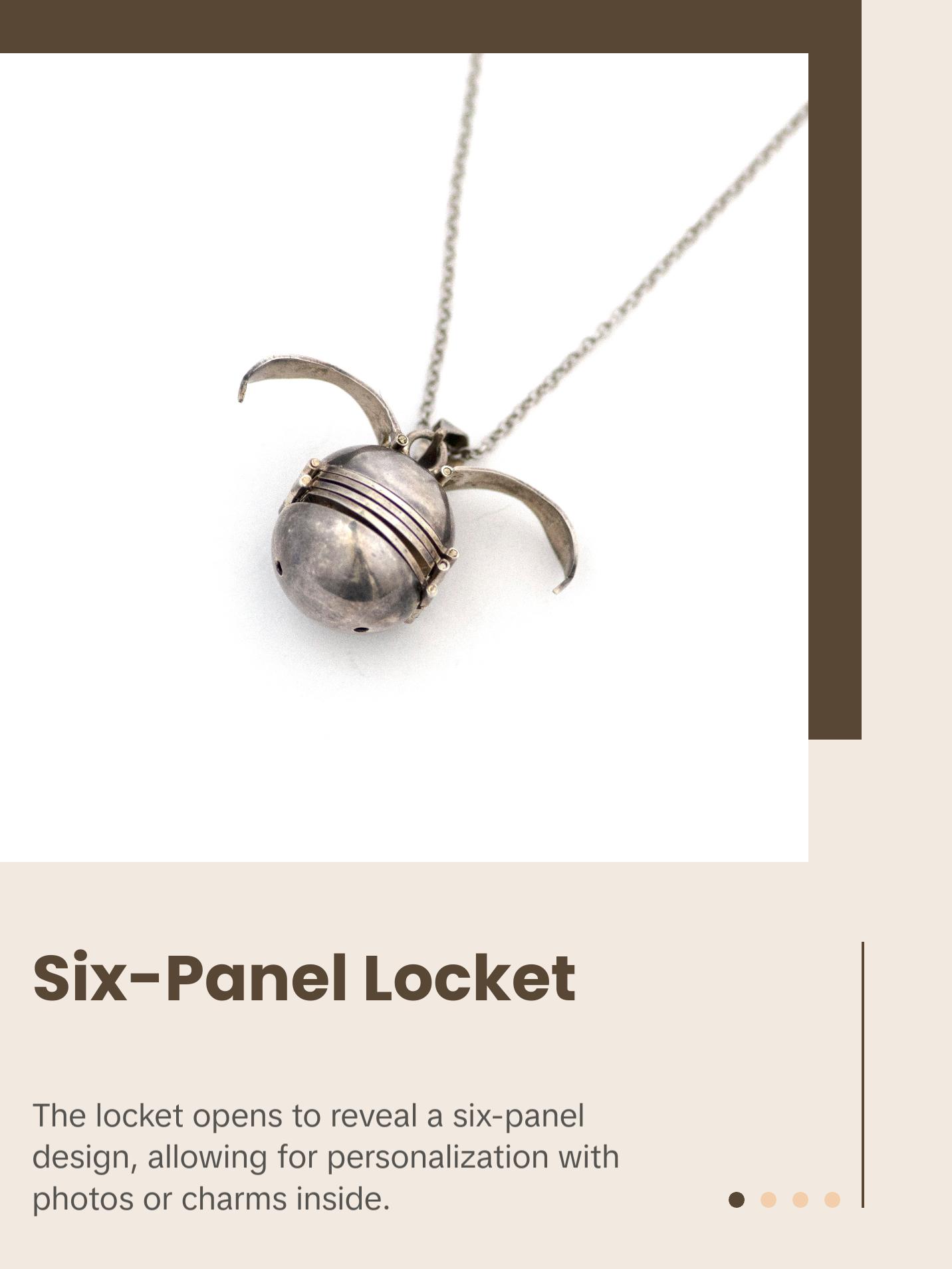 Silver Snitch Six Panel Sterling Locket Necklace