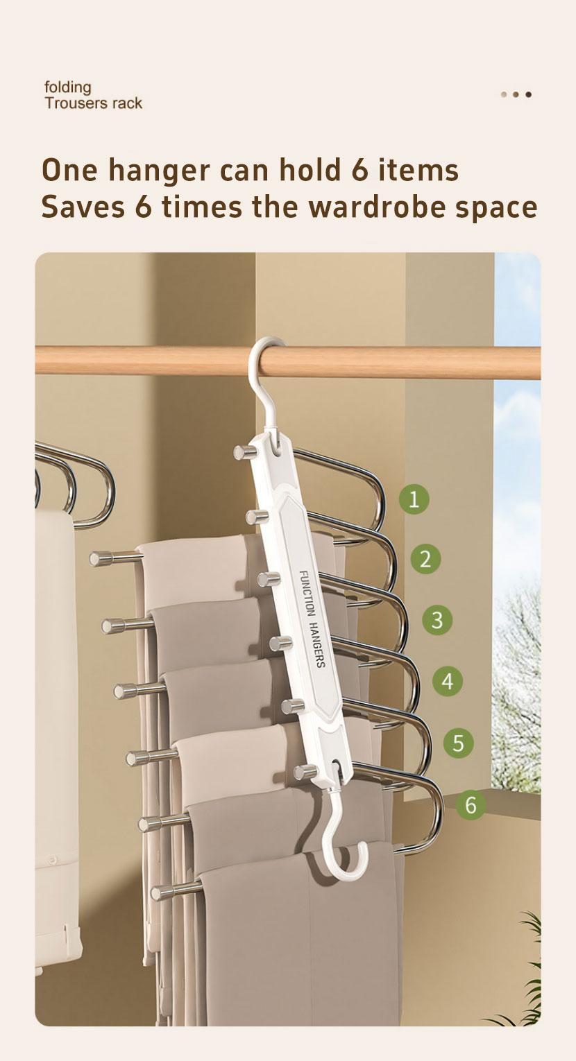 6 Layer Pants Hanger Space Saving Closet Organizer with 65mm Wide Spacing, Anti-Slip Multifunctional Pants Rack for Jeans Trousers Wardrobe 6 Layer Pants Hanger Space Saving Closet Organizer with 65mm Wide Spacing, Anti-Slip Multifunctional Pants Rack for Jeans Trousers Wardrobe