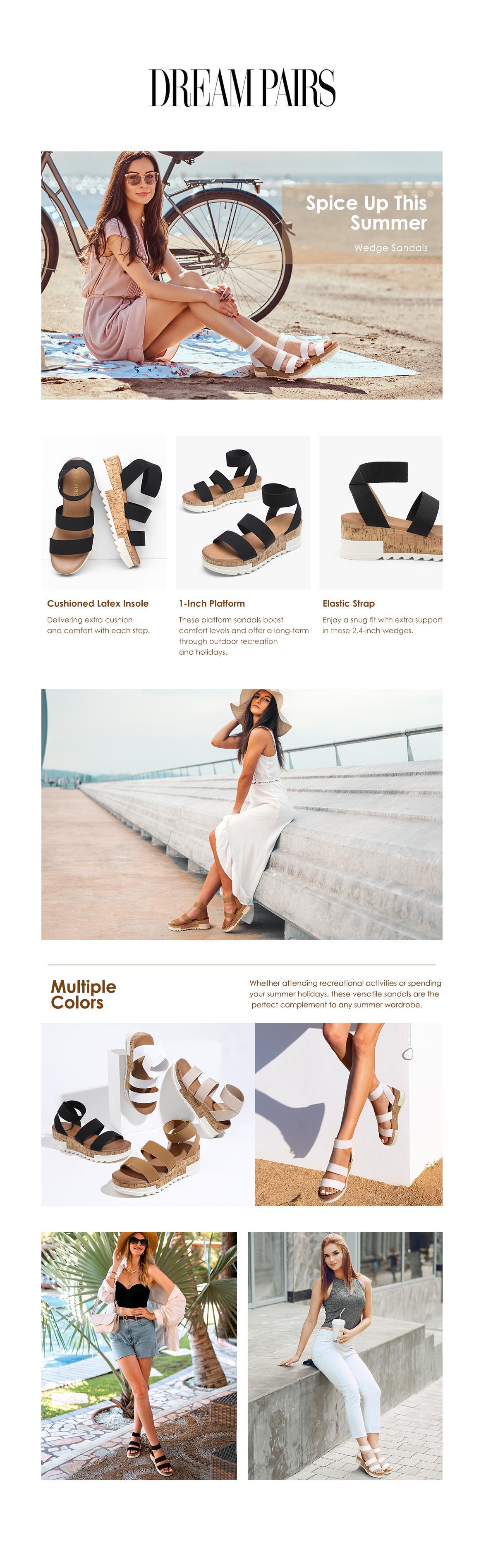 Dream Pairs Women's Denim Platform Ankle Strap Sandals for Casual Summer Occasions