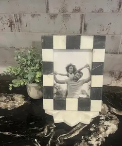 5x7 Checkered Marble Frame by Mud Pie