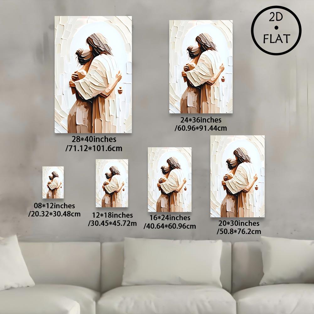 Jesus Embracing Woman Canvas Wall Art Eco-Friendly Fade-Resistant Waterproof UV-Protected Vibrant Colors Frame-Style for Church Home Living Bedroom Dining Office Prayer Room Decor Artwork