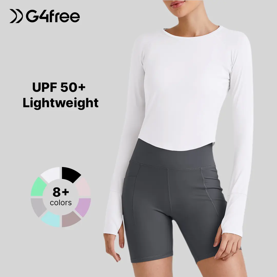 G4Free Women's UPF 50+ Rash Guard - Long Sleeve, Lightweight Sun-Proof Women's Rashguards, UV Protection Athletic Outfit, Sport Shirt, Training Shirt for Hiking, Workout Activewear