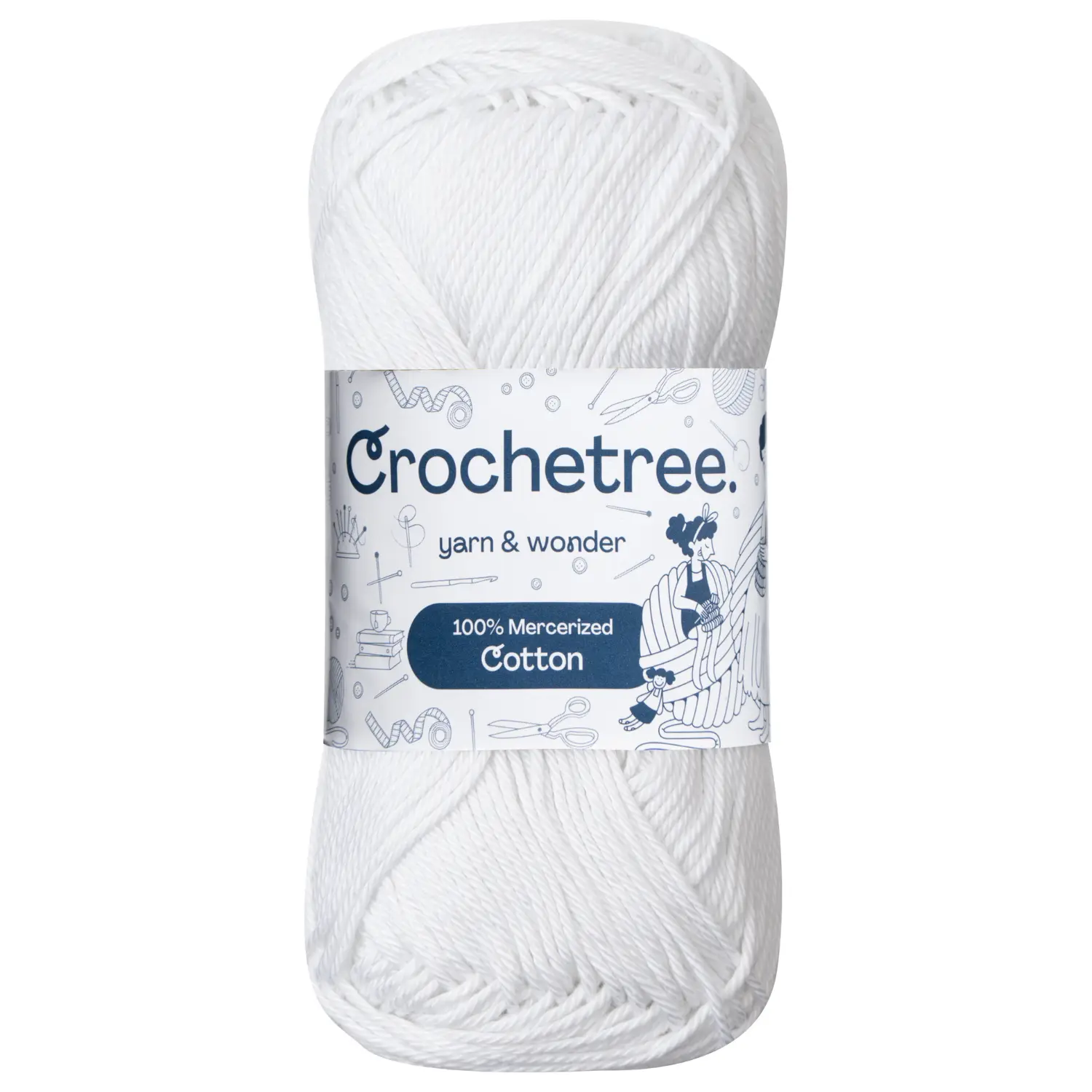Crochetree 100% Mercerized Cotton Yarn - Single Skein, 50g Fingering Weight Crochet Thread, Solid Colors, Strong, Shiny Finish, Smooth Slippage for Amigurumi Craft (2% off for every 2 skeins), Durable