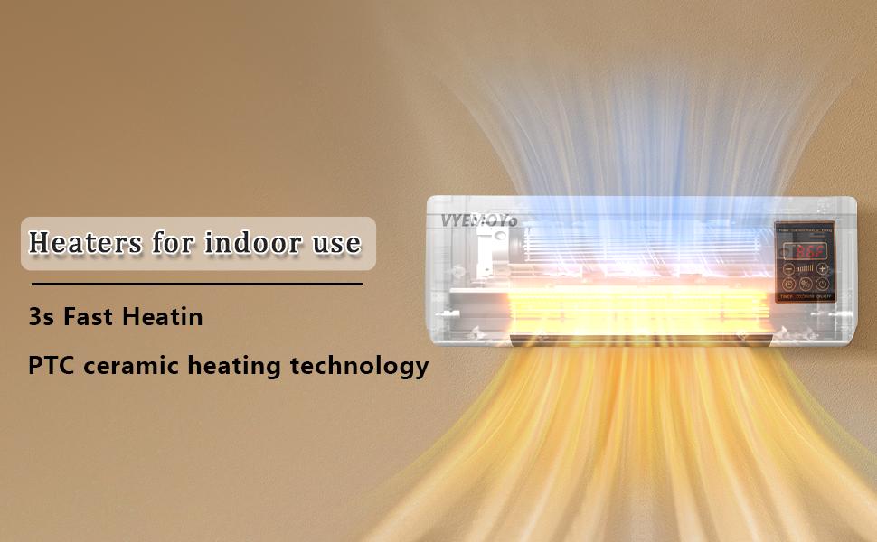 TazTir Wall-Mounted Heater 1200W for Indoor Use with Remote & Touch Control 6-Hour Timer Overheat Protection Tool-Free Install for Bedroom Bathroom Garage Office