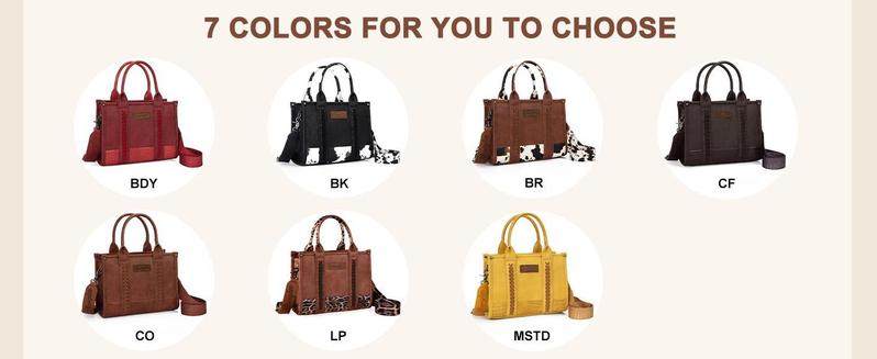 Wrangler Tote Bag for Women Western Cow Print Purse Designer Top Handle Handbags