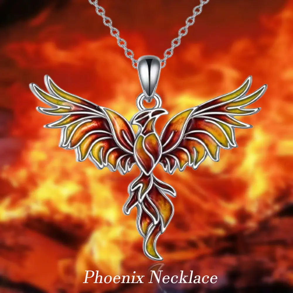 Unisex Phoenix Pendant Necklace with Gradient Flame, Hypoallergenic Stainless Steel Chain for Daily Boho & Streetwear Style, Animal Motif Necklaces, Unisex Jewelry, Stainless Steel Jewelry, Anniversary, Birthday, Casual, Adjustable, Zinc Alloy