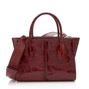 Pre-owned TOD'S Leather Tote Bags Croc Embossed Holly Small Tote