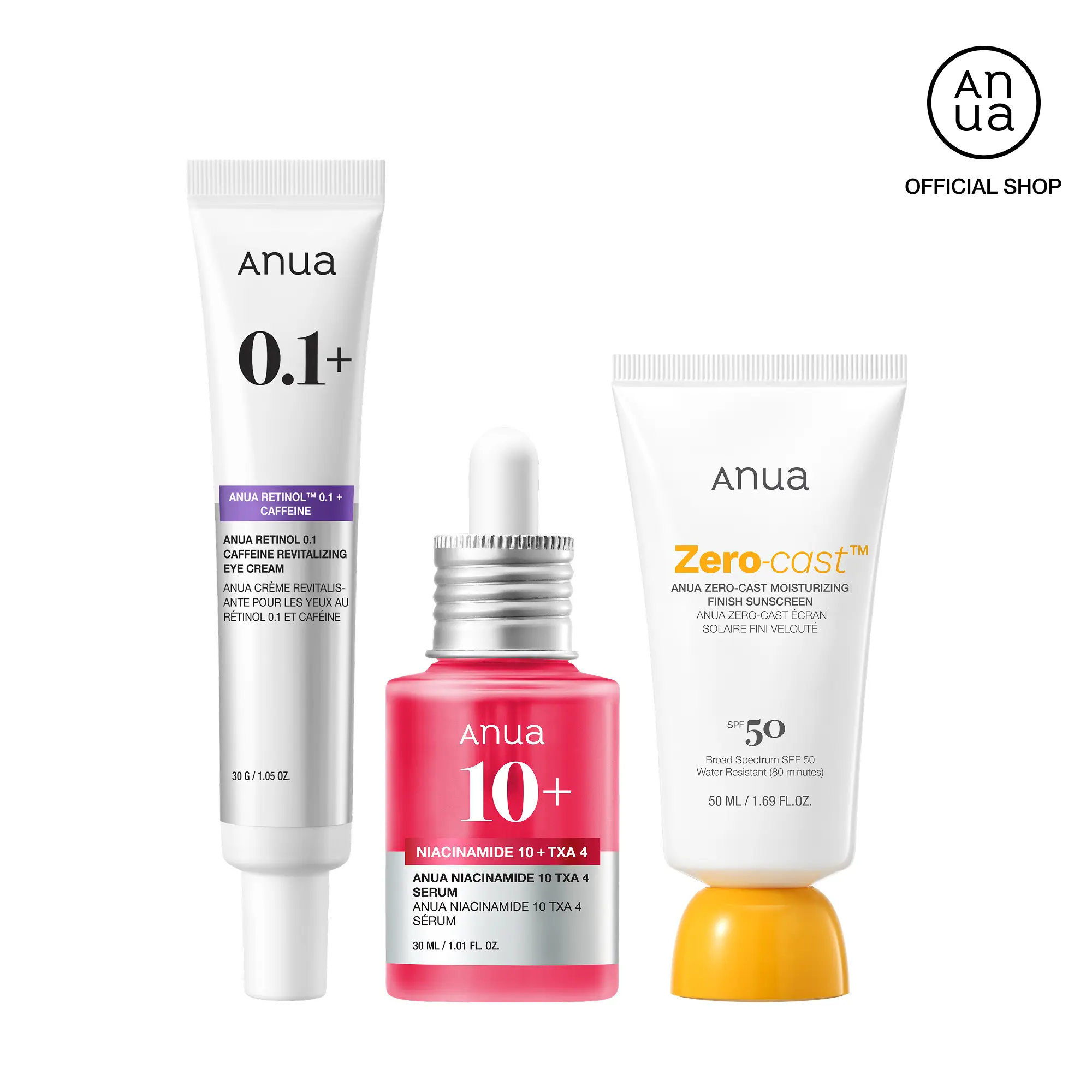 [Anua] The Rejuvenation Trio (Retinol Eye Cream + TXA Serum + SPF) | korean sunscreen, spf 50, no white cast, dark spot, age-defying, anti-aging, rejuvenate, wrinkle care