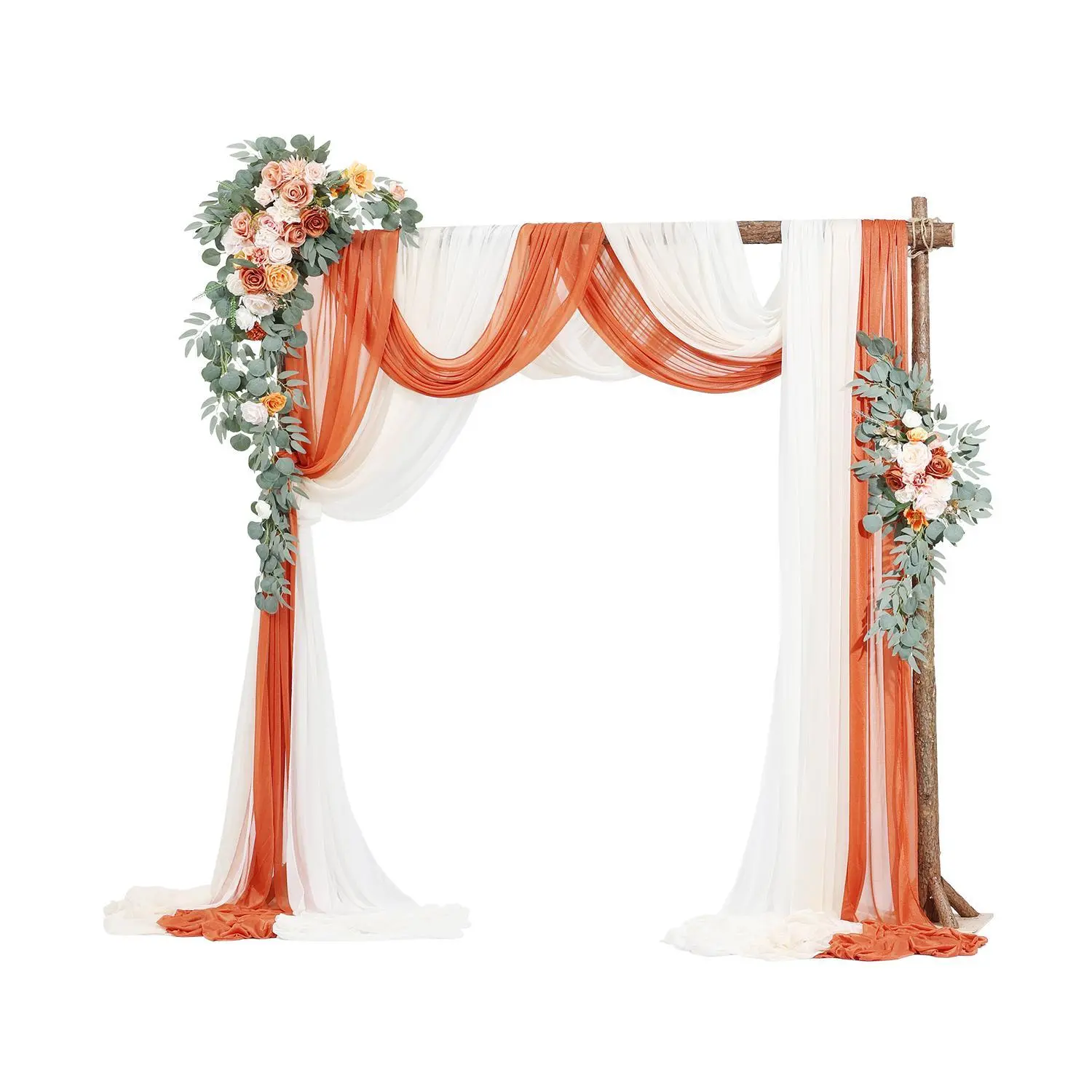 VEVOR Wrinkle-Resistant Washable Artificial Wedding Arch Flowers Kit, 6x7.5 ft Arch, Orange, 2 Flowers, 3 Pcs Drapes, Decor for Wedding, Birthday, Engagement#BackToSchool