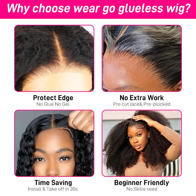 FORGIRL FOREVER Afro Curly Wear And Go Wig 7x5 Pre Cut Pre Bleached Knots Glueless Wig Quick Install Afro Curly Lace Closure Wig For Women