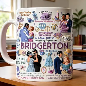 Personalized Bridgerton Inspired Coffee Mug, Regency Romance Fan Tea Cup, Vintage Bookish Aesthetic Gift