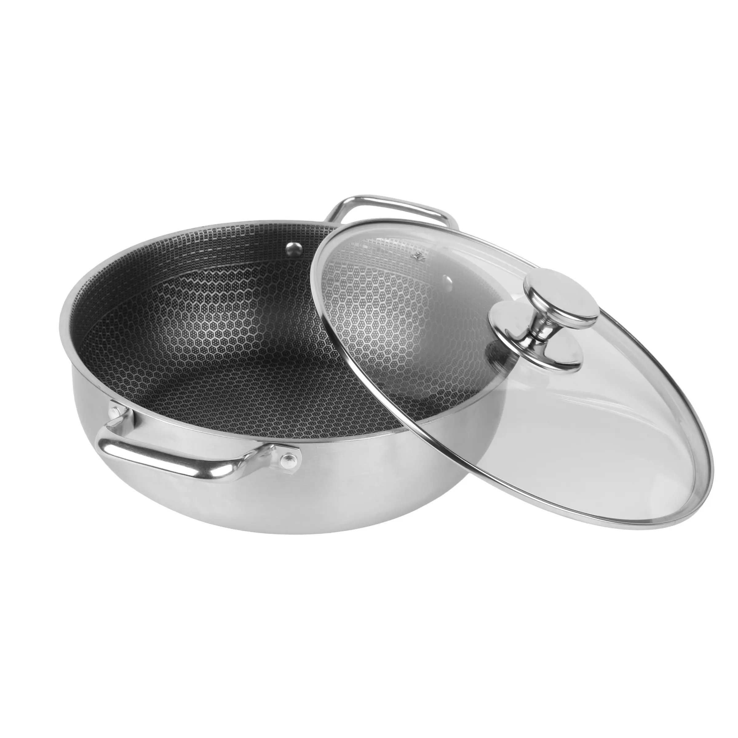 1 Count Stainless Steel Soup Pot, Stockpot, Honeycomb Design Hot Pot, Cookware Pots, Suitable for Gas & Induction Cooktops, Induction Compatible Cookware, High-Quality Home Kitchen Utensil for Cooking