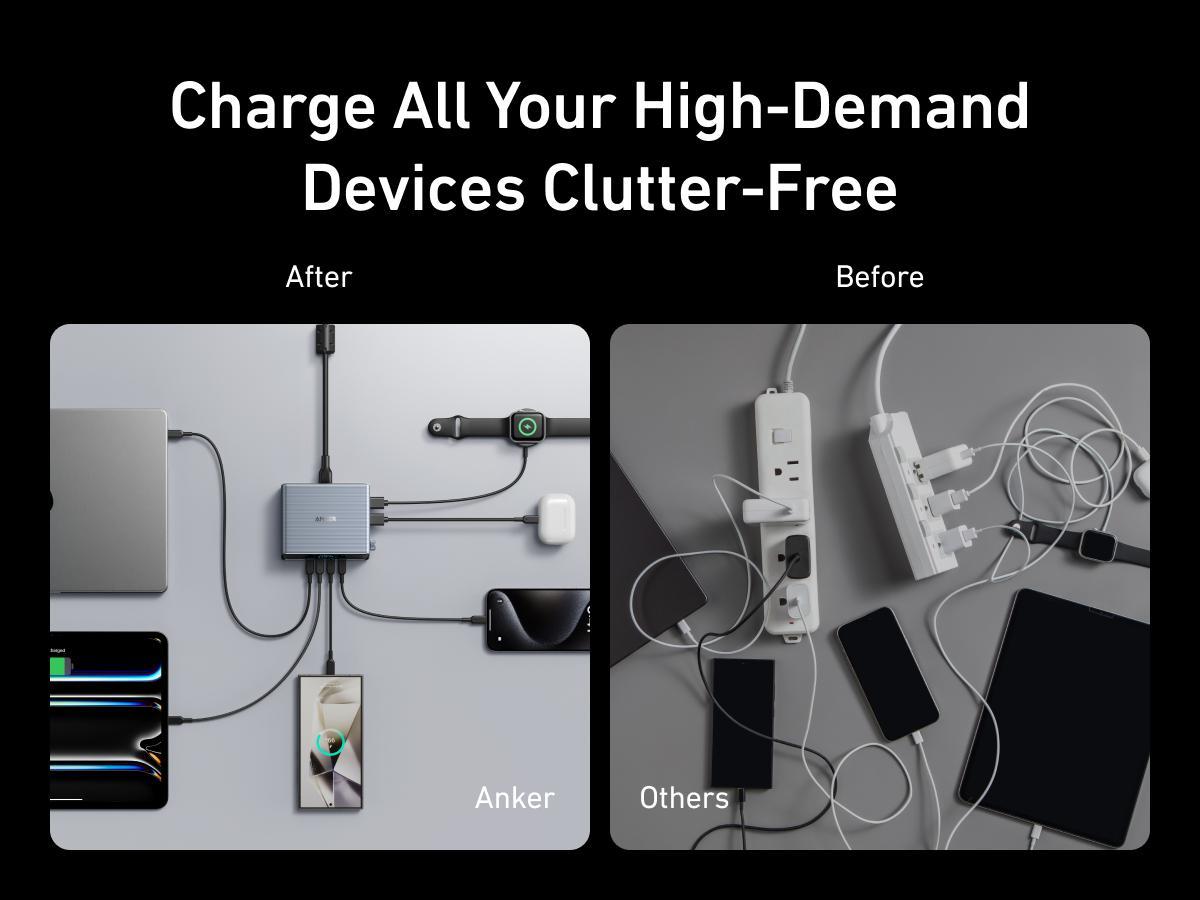 [Limited Offer] Anker Prime Charger, 250W GaN Prime USB-C Charging Station, Ultra-Fast 6 Ports, 2.26" LCD Display and Smart Control Dial (Silver)