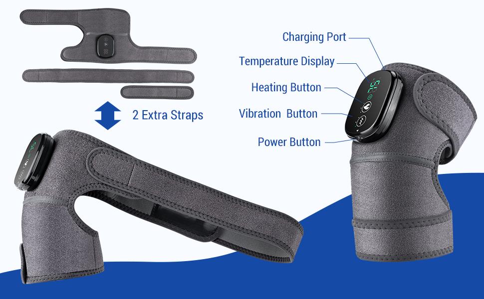 Cordless Heated Knee Massager, 3 Vibration Modes 3 Heat Levels  Wrap for Ankle Knee Shoulder Elbow Relief Compression Leg Portable athlete  practical adjustable gift