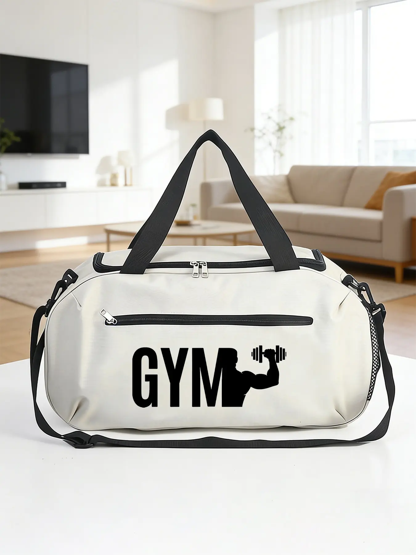New Large Capacity Gym Pattern Fitness Bag, Multifunctional Travel Backpack, Casual Nylon Duffel Bag, Athletic Bag, Lightweight for Sports and Short Trips, Fitness Leisure Bag, Gym Bags