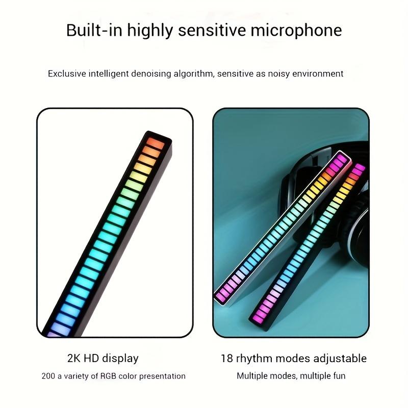 RGB LED Pickup Lights, RGB Colorful Sound Rhythm Light Bar, Voice-Controlled Sync Rhythm Light, Colorful Music Atmosphere Light for Desktop Gaming Esports Party, Night Light