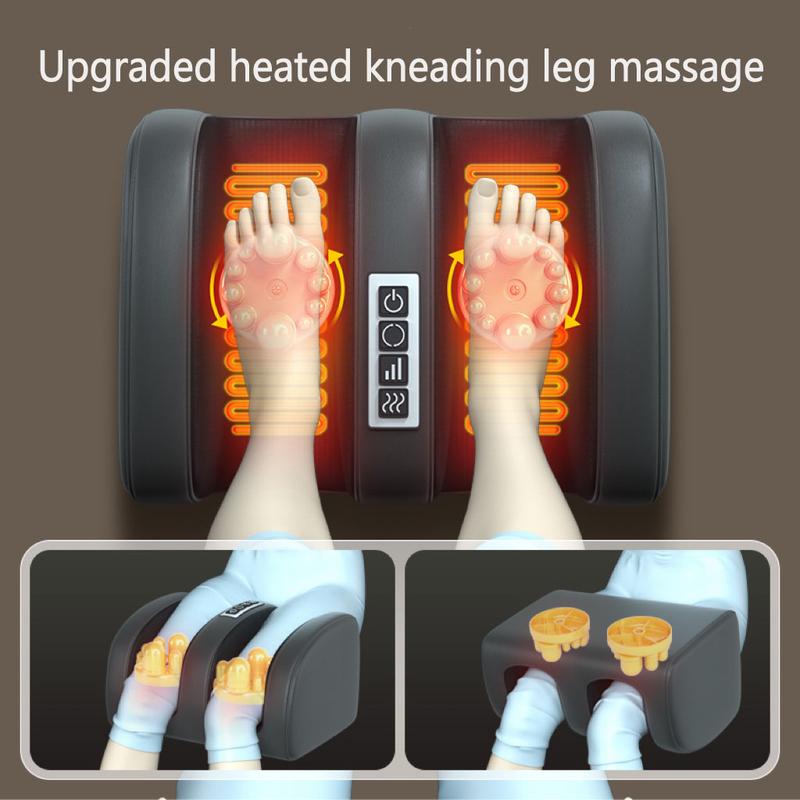 Shiatsu Back Massager with Heat, 3D Kneading Massage Chair Pad, Electric Full Body Seat Cushion for Neck & Shoulder, with Movable Multifunctional Leg & Foot Massager, Fits 62-69 Inches